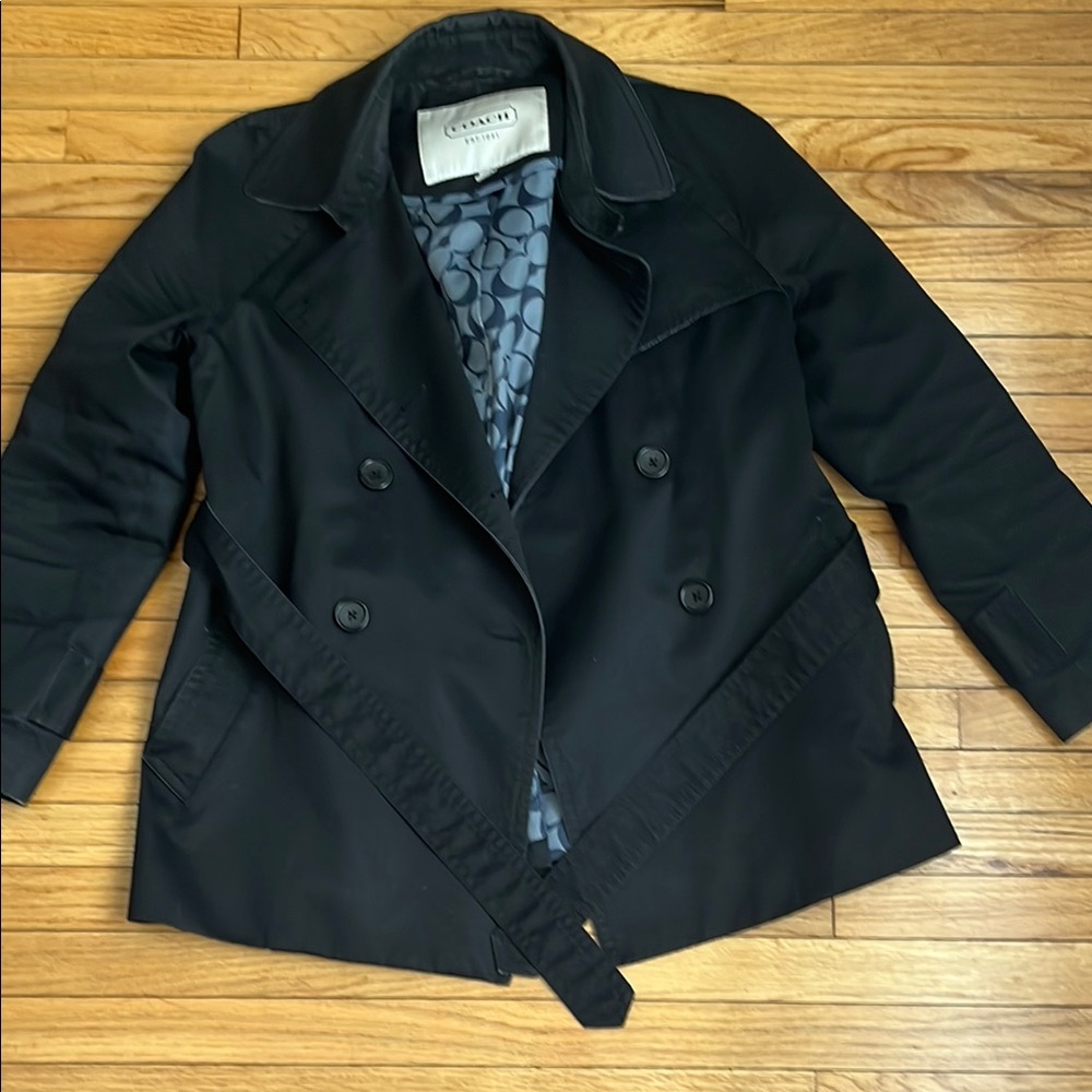 Coach Black Pea Coat Classic Rain Coat